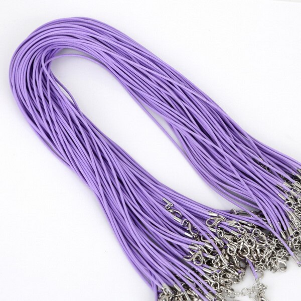 10 sztuk/partia 1.5mm skórzane łańcuchy bransoletka zawieszki charms z karabińczyk DIY komponenty do wyrobu biżuterii sznurek 45cm + 5cm: Light purple