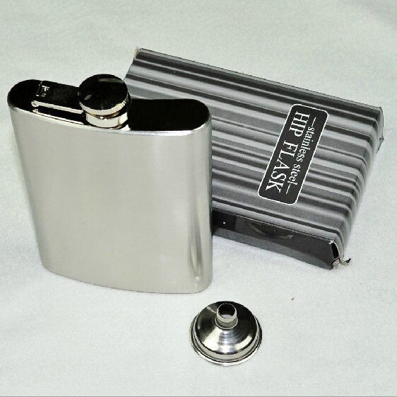 1pc 8oz Stainless Steel Liquor Flagon Portable Flask Whiskey Flagon +1 Mini Funnel