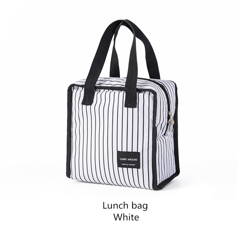 Fresco Isolato Donne Pranzo Al Sacco Sacchetto Portatile Tote Bag di Raffreddamento Sacchetto del Pranzo per I Bambini di Sesso Femminile Cibo Picnic del Sacchetto Dell&#39;organizzatore: Lunch bag Stripe