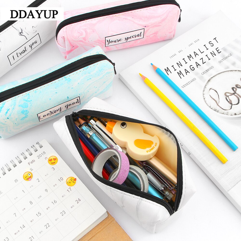 Marmurowy piórnik wzór skórzany pokrowiec na długopis piórnik piórnik robić artykułów piśmienniczych etui biurowe zaopatrzenie szkolne