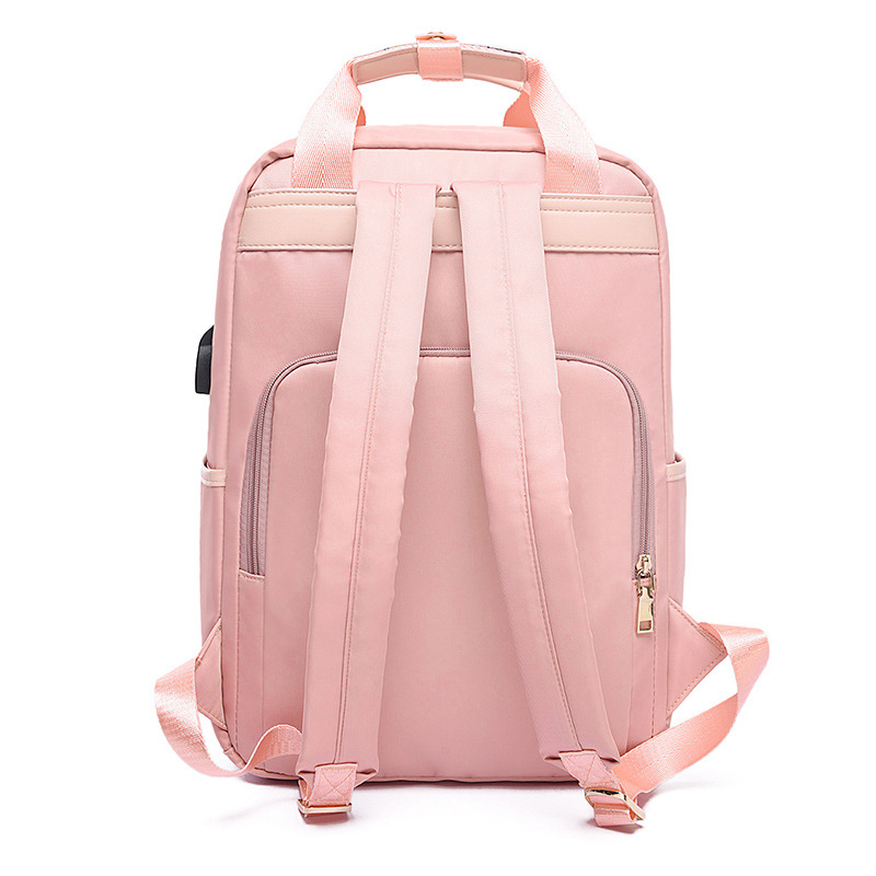 PUIMENTIUA Wasserdicht Rosa Laptop Rucksack Weibliche Mädchen Rucksack 13-15,6 Zoll Rucksack Frauen Männer Oxford Tuch Schwarz Rosa