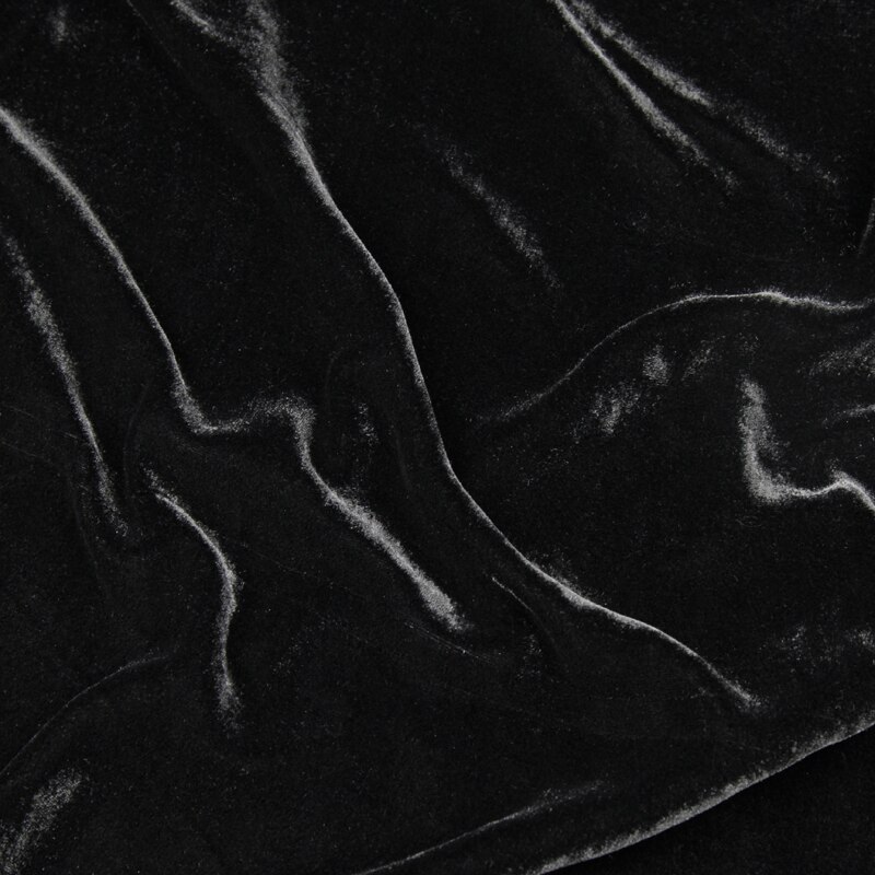 Ren sort silke fløjlsstof silke og rayon blandet stof 180g/ meter, svl 013- m