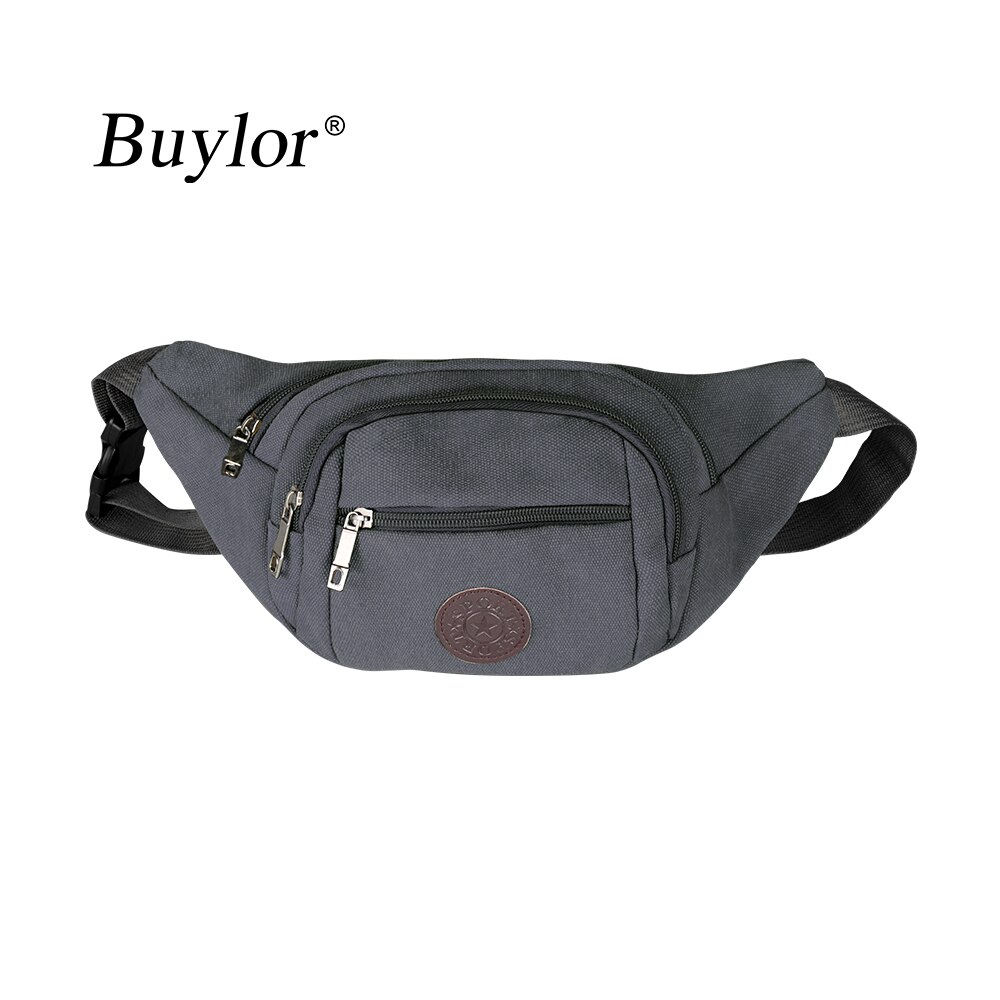 Buylor Waist Packs Men Banana Bum Bag Canvas Fanny Pack Casual Belt Bag Women Sports Hip Bag Phone Pounch Travel: Grey