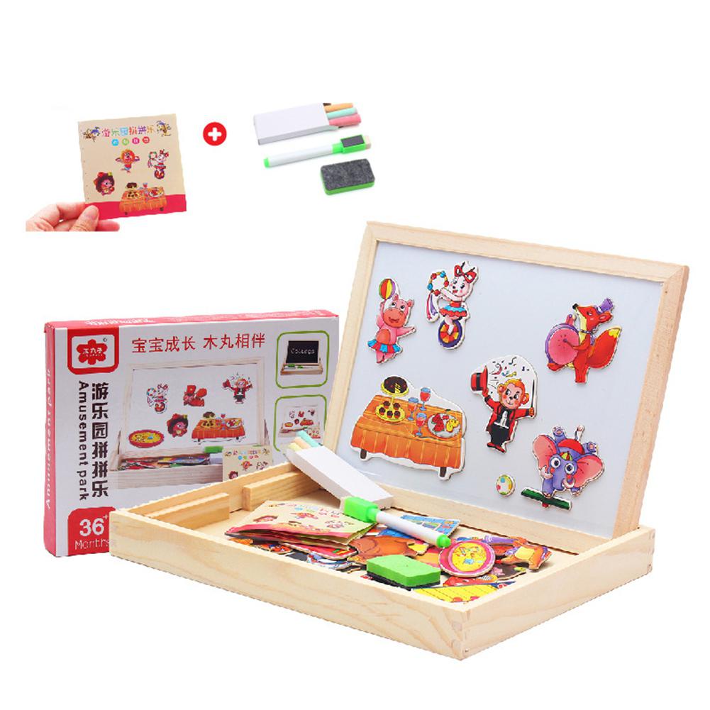 Houten Dubbelzijdig Tekentafel Magneetbord Puzzel Educatief Speelgoed voor Kinderen Jongens Meisjes