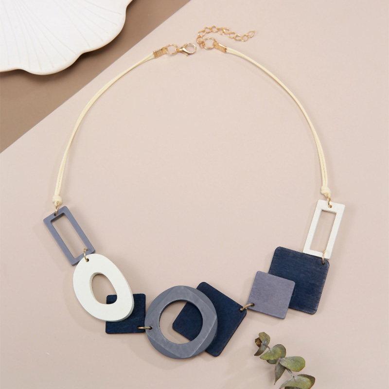 Collar con pechera llamativa para mujer, collares de madera geométricos Vintage, colgantes, decoración para el cuello, nuevos de joyería de: Color amarillo claro