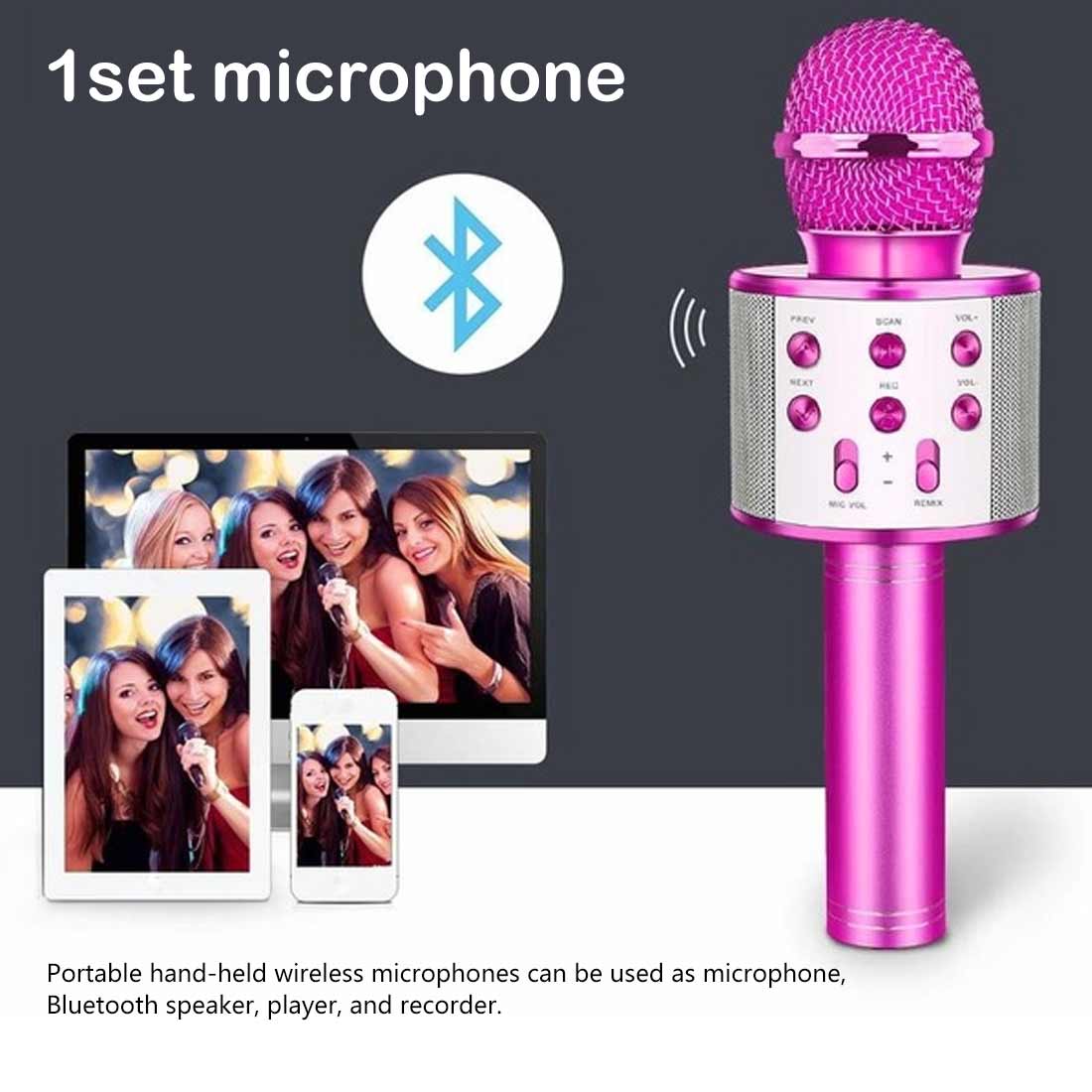 Bluetooth Draadloze Microfoon Luidspreker Handheld Microfoon Karaoke Mic Muziekspeler Zingen Recorder Draadloze Mic