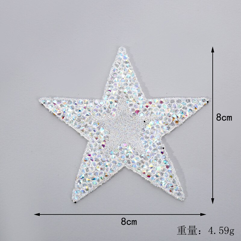 Ster Applique Ijzer op Patch Patches voor Kleding Stickers Pailletten Patch Diy Patch Leuke Kralen Parches Bordados Para Ropa: 8cm 5