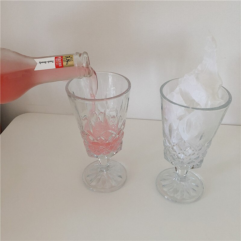 2 stk retro udskåret glas kop gennemsigtig diamant bæger rødvinsglas champagne fløjter hjem bar drinkware xmas år
