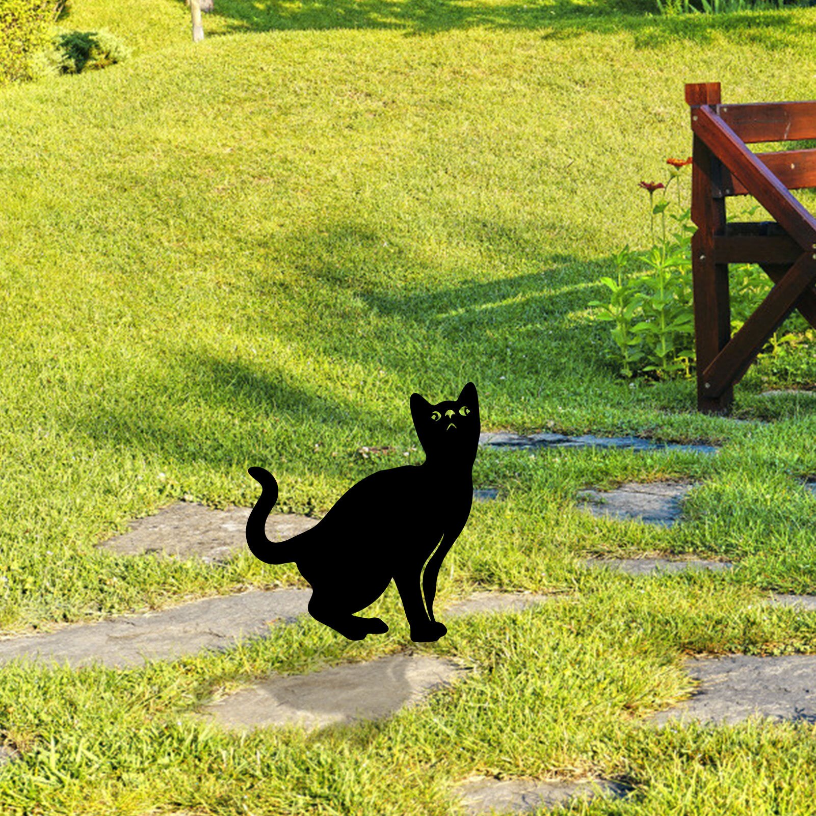 Garden Cat Piles Acrylic Cat Silhouettes Decoration Waterproof Weatherproof Cat Yard Art For Courtyards Backyards Lawns
