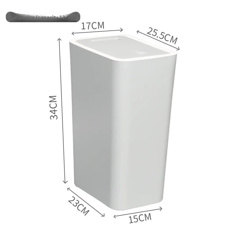 Large Capacity Kitchen Bathroom Trash Can Press Type for Home Use with Lid Toilet Hand Free Garbage Can Living Room: transparent / 10L