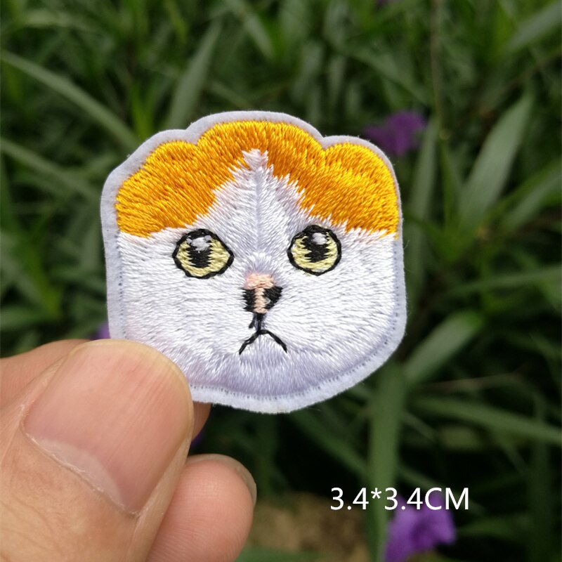 Computer embroidered badge cute little cat animal head embroidered cloth sticker decorative patch sticker