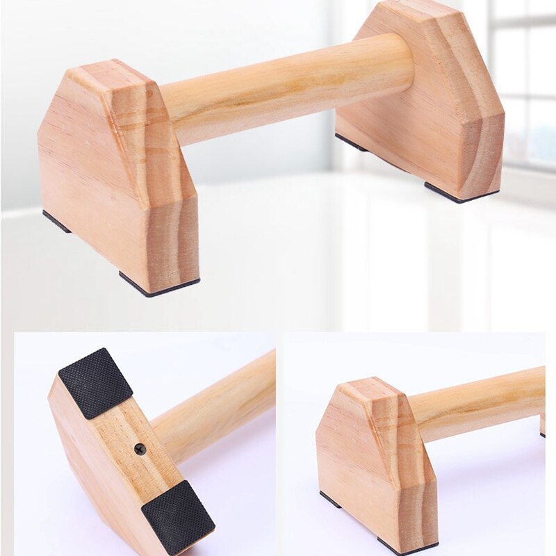 Environmentally-Friendly Wooden Fitness Exercise Inverted Parallel Bars Double Pole Push-Up Stand Fitness Equipment