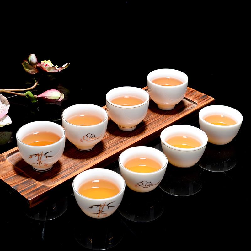 Witte porseleinen theekop, traditioneel chinees patroon, theekopje, theekom voor puer kung fu theeservies accessoires, theeservies en drinkgerei