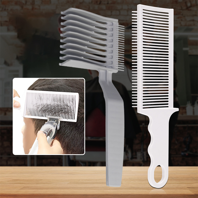 2 Stuks Kit Upgrade Kapper Platte Top Haar Knippen Kammen Mannen Arc Gebogen Positionering Tondeuse Kammen Salon kapper Gereedschap