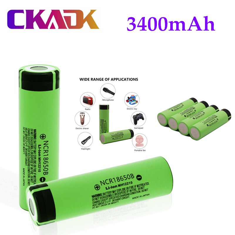 100% Original 18650 battery NCR18650B 3.7v 3400mah 18650 rechargeable lithium battery for flashlight batteries