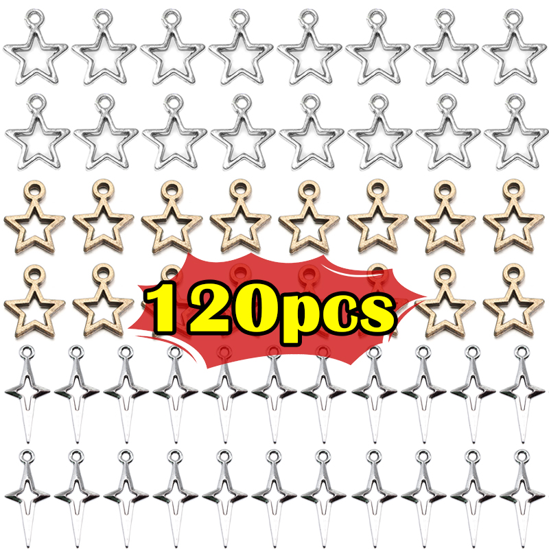 Dijes estrella DIY colgantes Metal pentagrama Vintage plata bronce joyería accesorios para pulsera collar artesanía hecha a mano