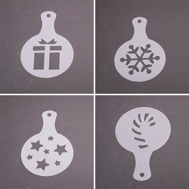 8pcsPcs/set Plastic Frothing Coffee Pitcher Pull Flower Template Mold Barista Stencils Decorating Tool Art Milk Froth Cappuccino