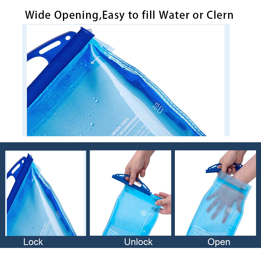 Water Bladder Bag Water Reservoir Hydration Pack 1.5L 2L 3L Leak-proof Water Storage Bag BPA Free Hydration Running Bladder