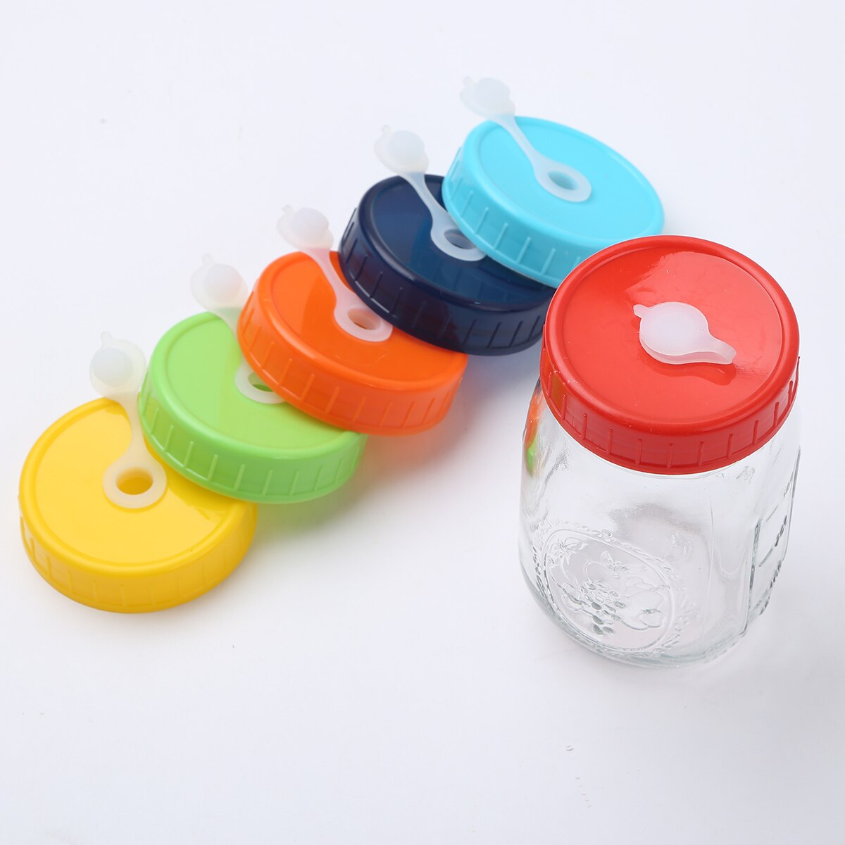 70mm/86mm Plastic Mason Jar Lids with Straw Hole Replacement Caps Lids for Mason Jars Canning Drinking and Food Storage