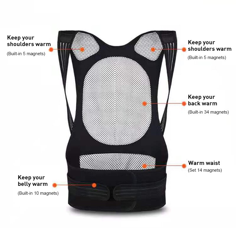 Épaulettes chaudes bossue Correction ceinture taille chaleur gilet aimant chauffage gilet soutien lombaire ceinture Posture correcte bande