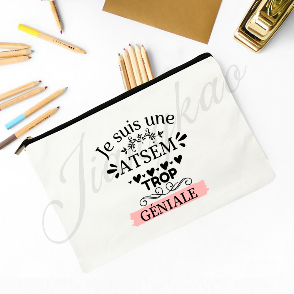 Franse bedrukte make-uptas Reizen Neceser Reistoilettas Organisator Schoolpotloodzakken Afstudeercadeau voor Maitresse Atsem Aesh Avs: Naakt