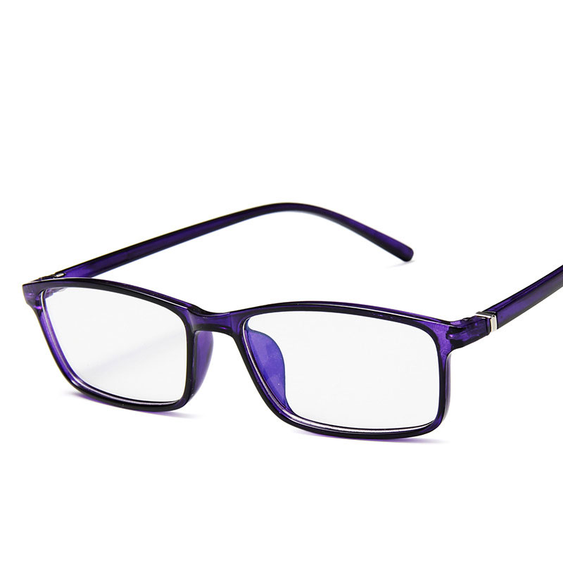 Lille stel kvinder briller briller stel transparent farve firkantet brille stel plus uv blå film: Mørke lilla