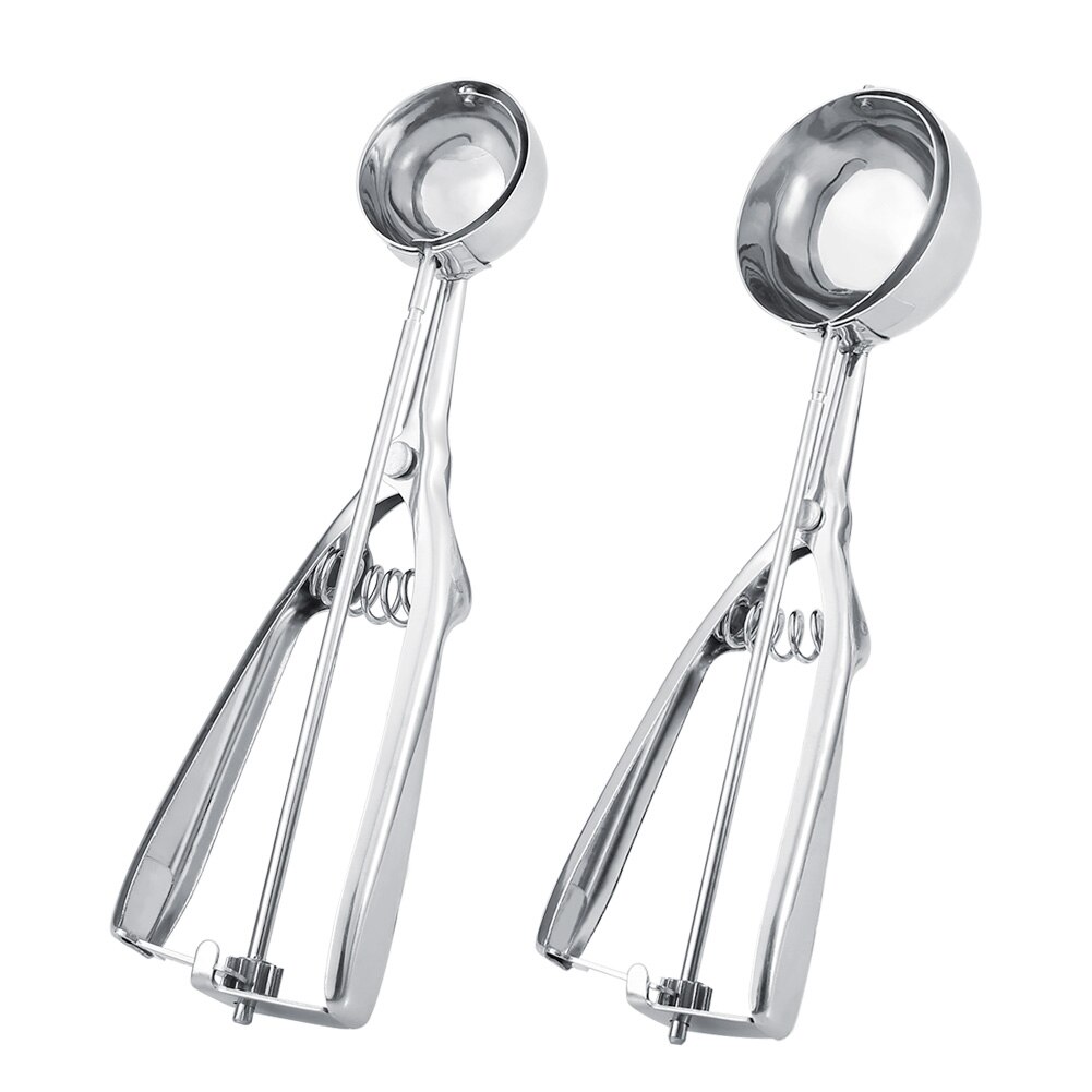2 Size Stainless Steel Ice Cream Scoop Cookie Scoop Ice Cream Scoop Trigger Spring Handle Kitchen Accessories