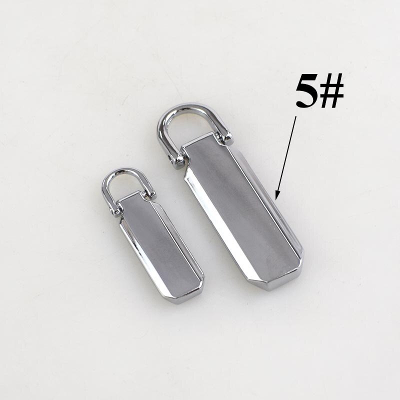 10Pcs Detachable 3# 5# Metal Zipper Pullers for Zip Sliders Head Zippers Repair Kits Zips Pull Tab DIY Accessories KY907: No5-chrome