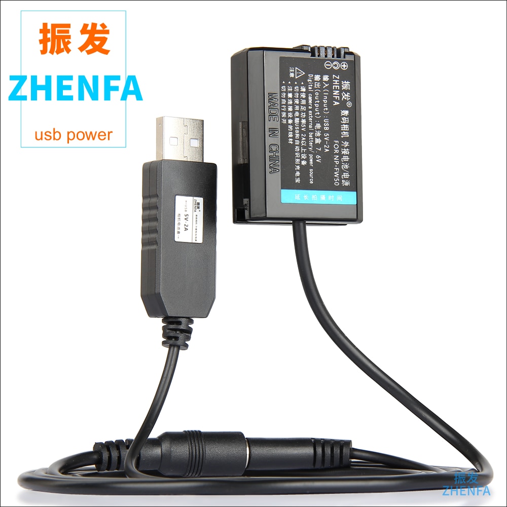 5 V USB NP-FW50 Batterie Factice AC-PW20 Coupleur CC Adaptateur secteur pour Sony Alpha 7 a7 a7S a7II a7R A3000 A5000 A6000 NEX5 NEX3 NEX