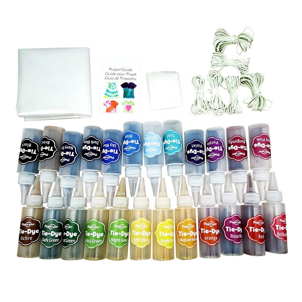 24pcs Tie Dye Kit Non-toxic DIY Garment Graffiti Fabric Textile Paint 60ML Colorful One-Step Clothing Tie Dye Pigment Set F720