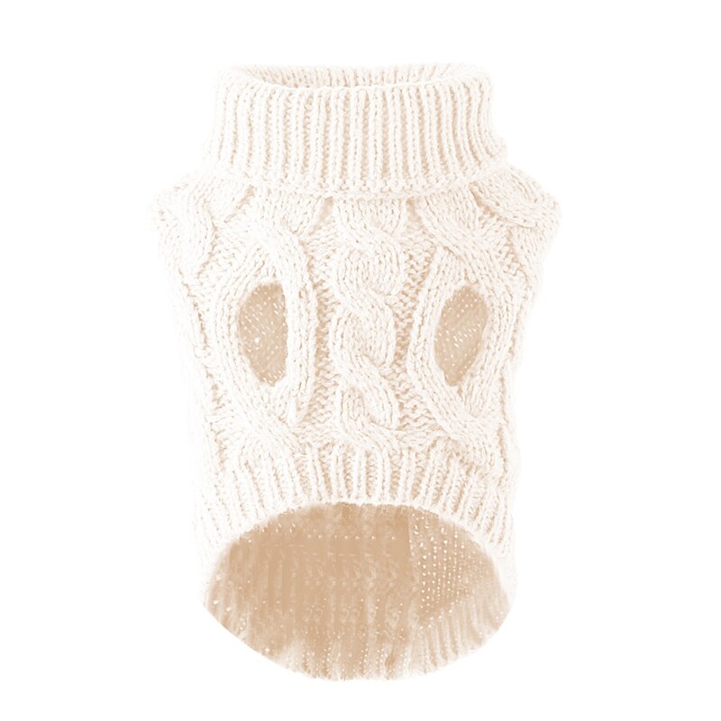 Warm Dog Cat Sweater Clothing Winter Turtleneck Knitted Pet Cat Puppy Clothes Costume For Small Dogs Cats Chihuahua Outfit Vest: white / XL