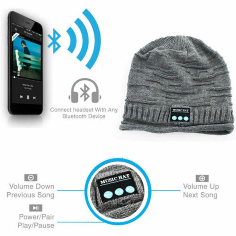 Chapeau intelligent Bluetooth V5.0, sans fil, bonnet tricoté, Plaid, casque, haut-parleur, micro, mains libres, musique