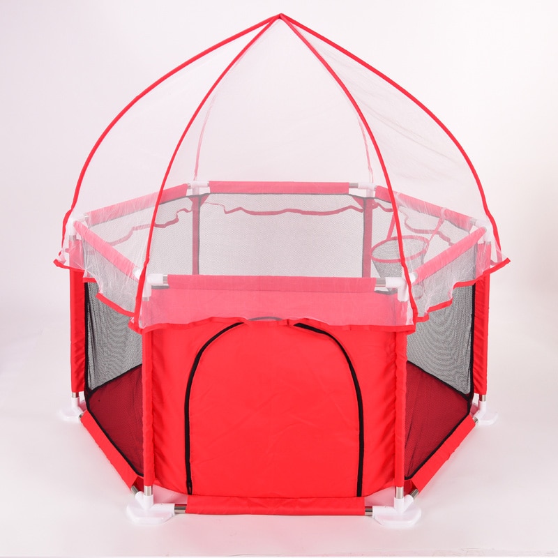 Box Voor Kinderen Kinderbox Zwembad Ballen Baby Box Met Tent Baby Spelen Yard Baby Hek Met Klamboe Baby Kasteel park: red basket tent