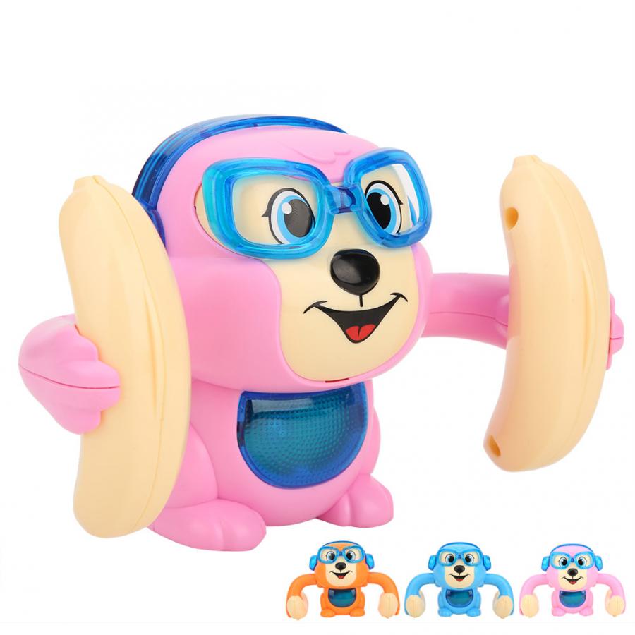 Electric Flipping Monkey Electronic Pets Voice Control Cartoon Rolling Banana Monkey with Light Music Touches Control Monkey Toy