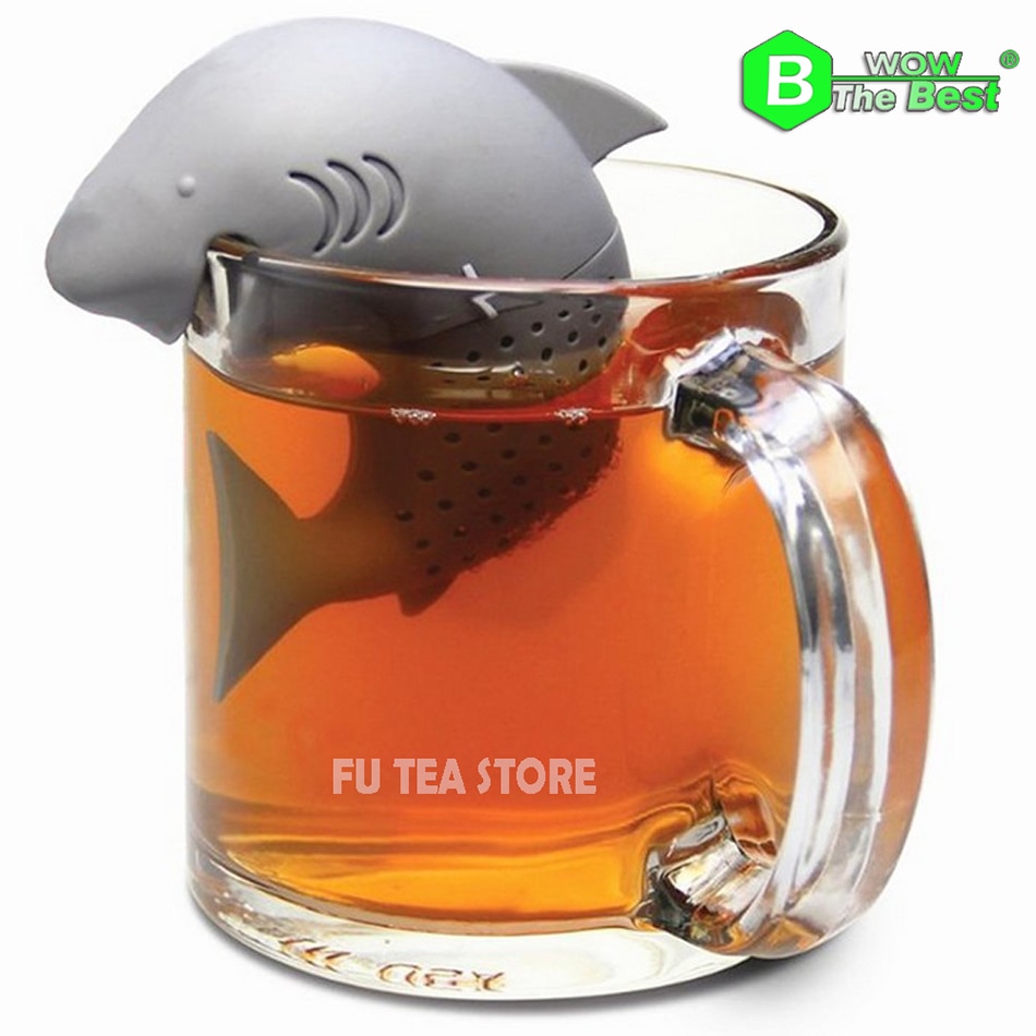 Cute Silicone Shark tea infuser Leaf Strainer Herbal Spice Filter Diffuser Filter Teapot Teabags for Tea & Coffee Drinkware