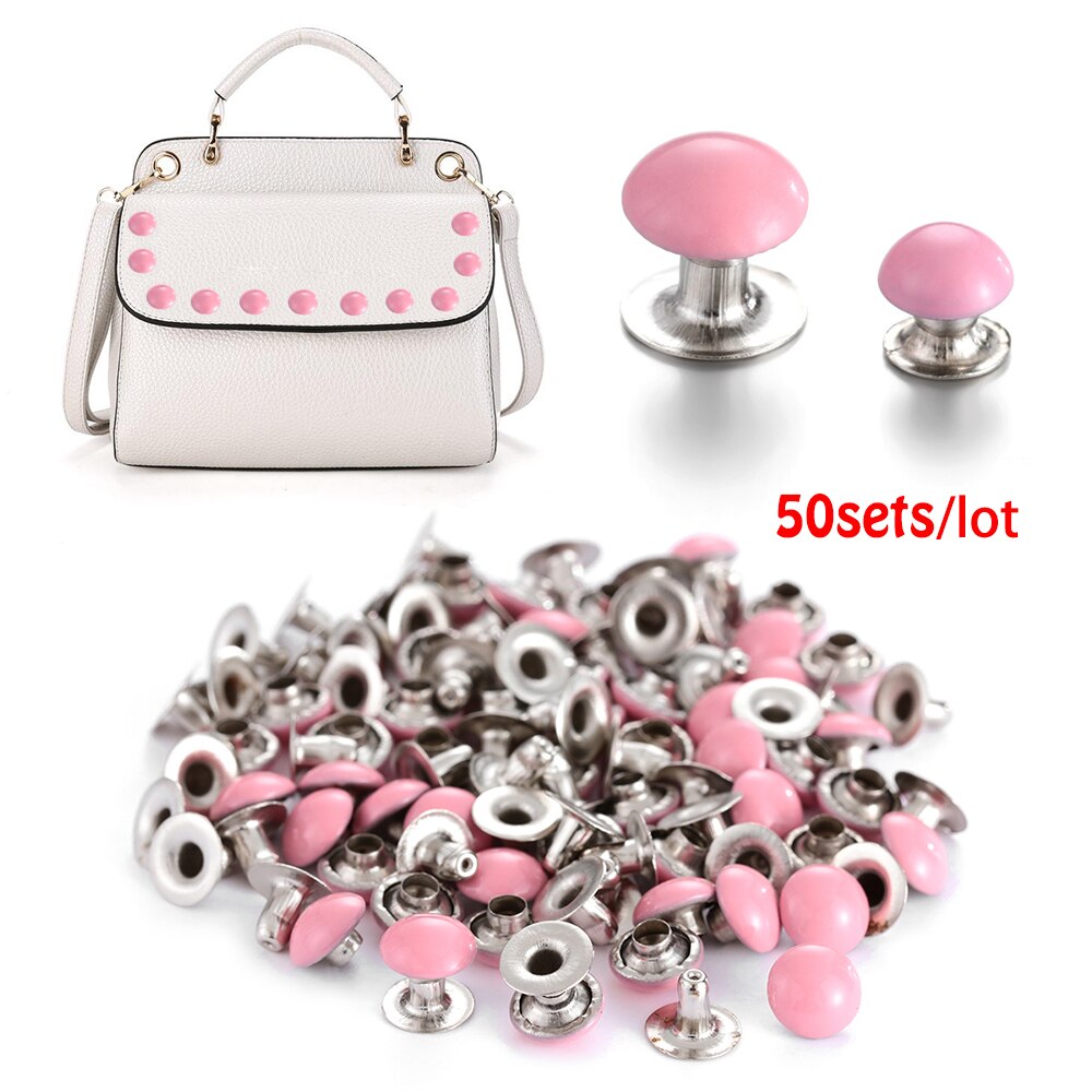 50 sets/pak paddestoel kleding klinknagels diy kleding tas schoenen knutselen decoratie benodigdheden kleding naaien glas boor spijker knoop