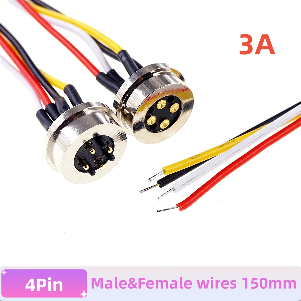 1 par de conector Pin Pogo magnético de forma Circular 1, 2, 3, 4, 5 polos, sonda macho hembra, perfil redondo de carga de energía CC: Azul