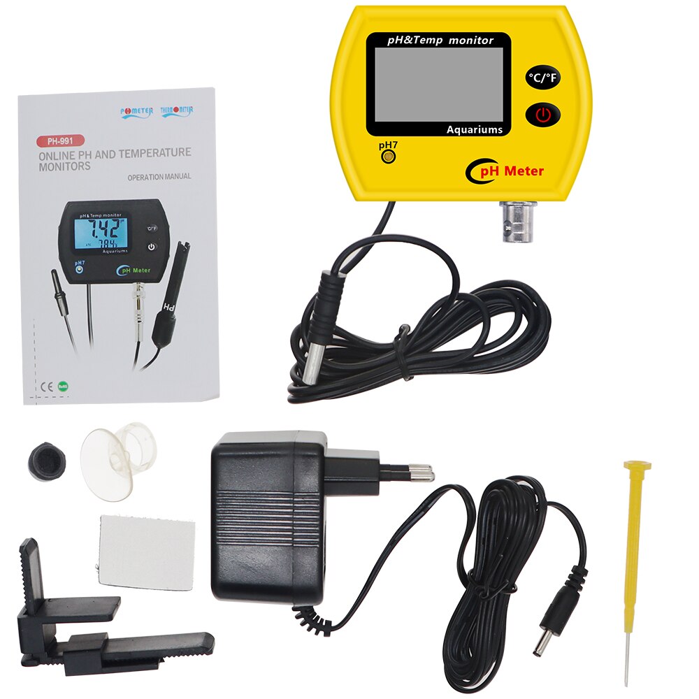 Digital LCD Online pH TEMP Meter Acidimeter Aquarium Drinking Water Monitor 0.01 PH Electrode Analyzer Backlit 21%off