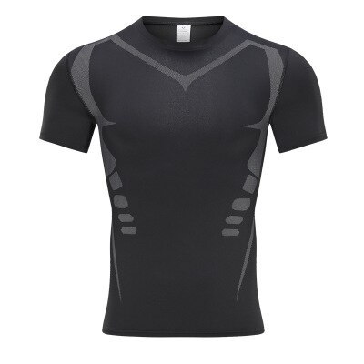 Quick-drying Fitness Clothes Men's Running Compression Clothing Summer Basketball Training Stretch Short-sleeved Sports: S / Gray