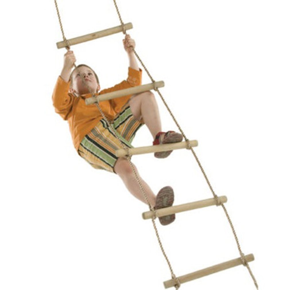 5 Rungs Wooden Clmbing Rope Outdoor Indoor Rope Ladder Climbing Ladder Swing Toys For Chhildren Sport