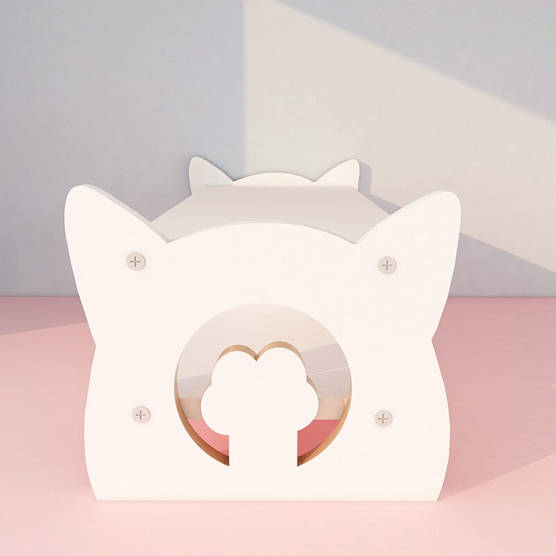 Cute Cat's Paw Monitor Stand Desk Storage Rack Wooden Computer Riser Desk Organizer Storage Shelves Cabinet Home Office Supplies