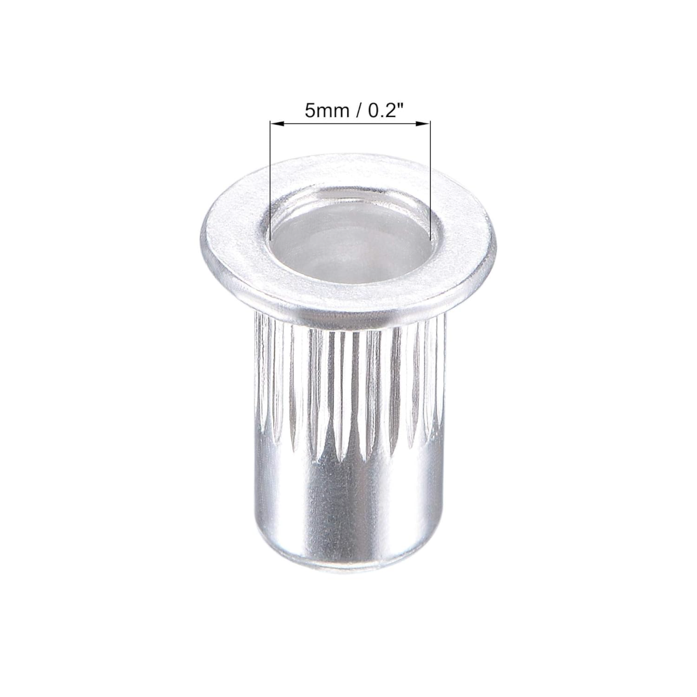Tuercas M6 de aleación de aluminio, tuerca de inserción roscada de cabeza plana moleteada, plata, 50 Uds.