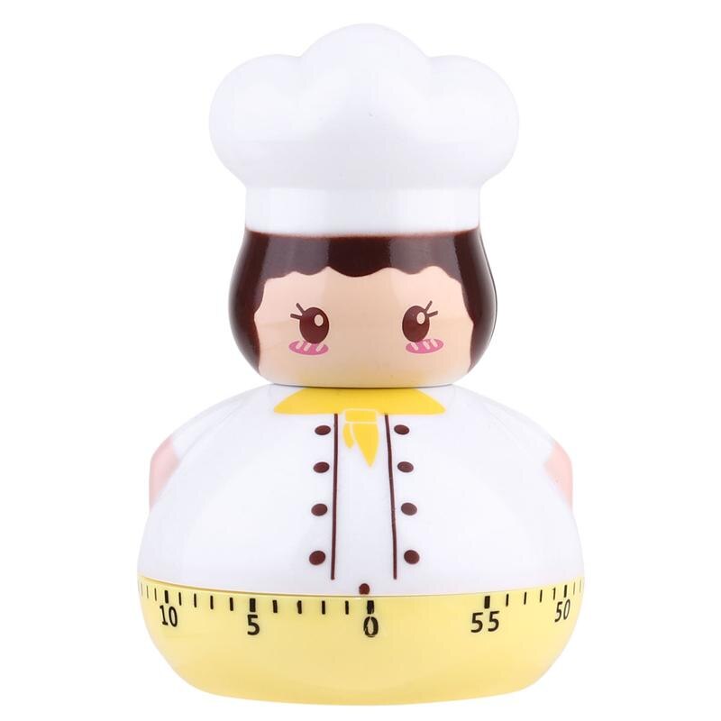 Mini kokk mekanisk timer kjøkken timer husholdning koketid leder bakepåminnelse nedtellingstidtaker for kokt egg: Gul