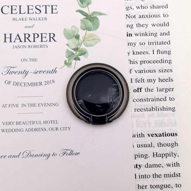 Universal Phone Marble Finger Ring Holder 360 Degree Stand for Samsung Xiaomi iPhone X 7 6 5 5S plus Smartphone Plain Bague: Black