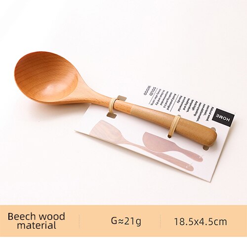 Painted Wooden Handle Wooden Spoon Beech Wood Mixing Curved Handle Spoon Bamboo Teaspoons Soup Ladle Tableware Kitchen Utensils: Golden