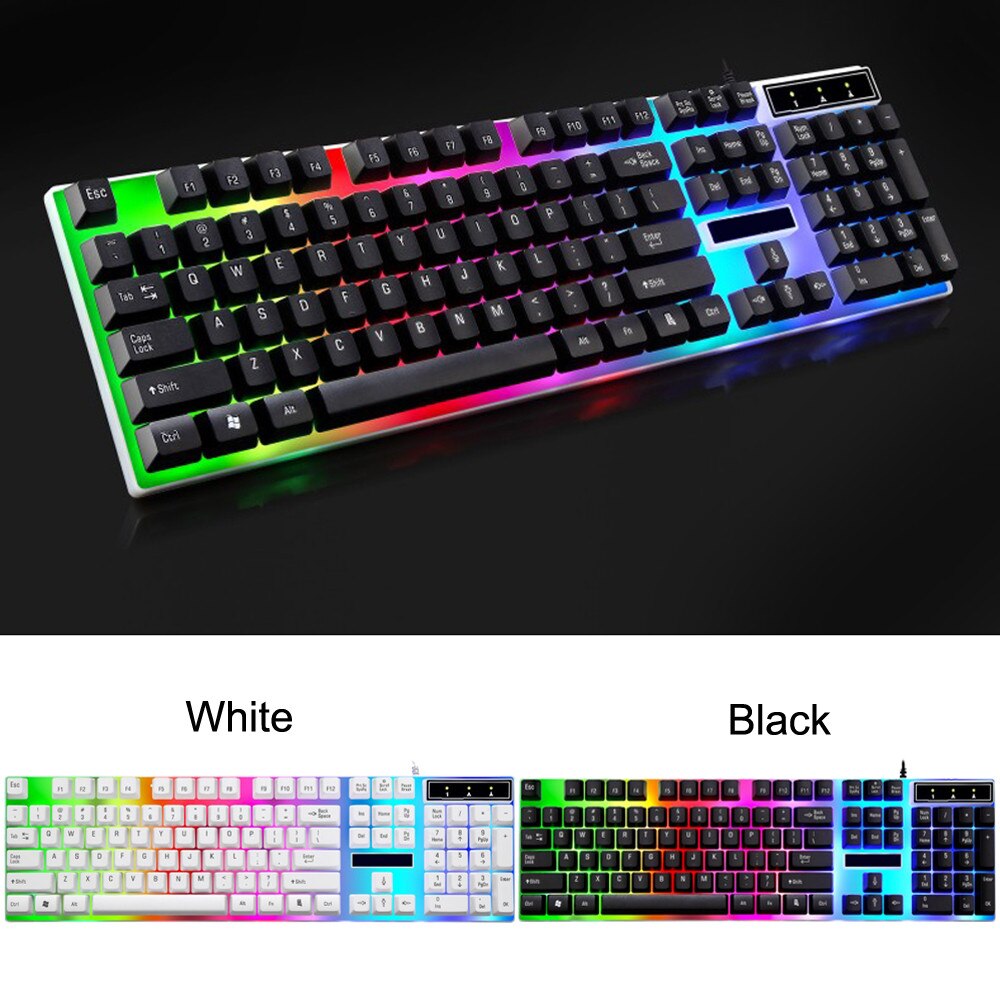 Gaming Keyboards Computer Keyboard Gamer Rainbow Backlight 104 keys USB Ergonomic Wired Keyboard for PC Laptop Games