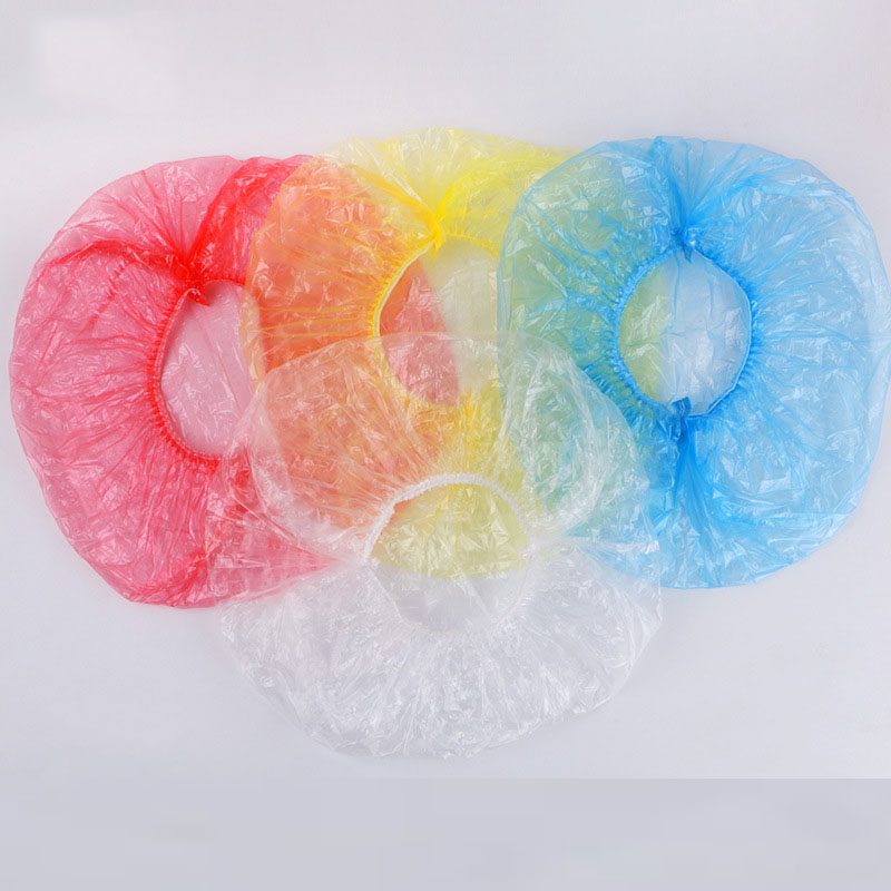 Gorros de ducha desechables, gorro de baño elástico, transparente, para Spa, peluquería, Hotel, 100 unids/lote