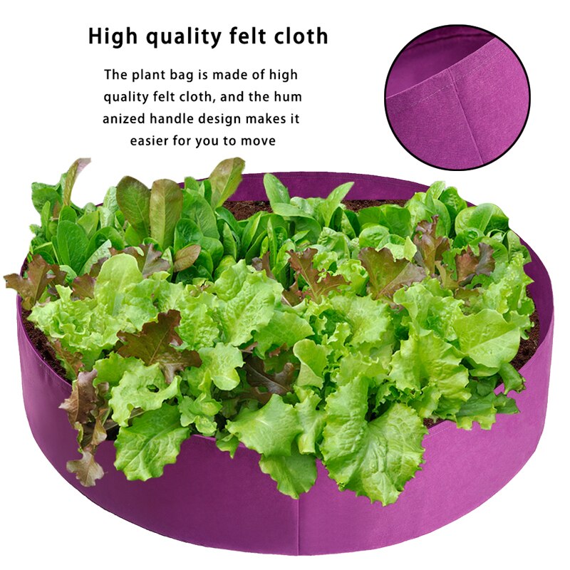 Fabric Raised Garden Bed Round Planting Container Grow Bags Breathable Felt Fabric Planter Pot For Plants Nursery Pot
