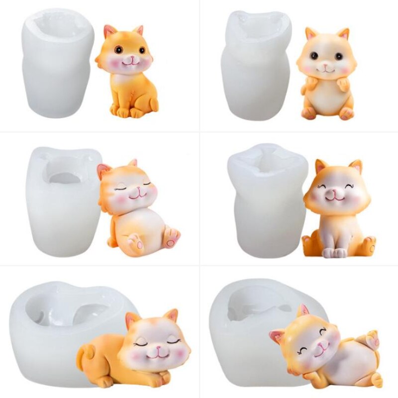 Forme di gatto 3D per candele stampi in silicone per artigianato stampo in resina 3d candela kit per candele fai-da-te stampi fatti a mano stampi in silicone