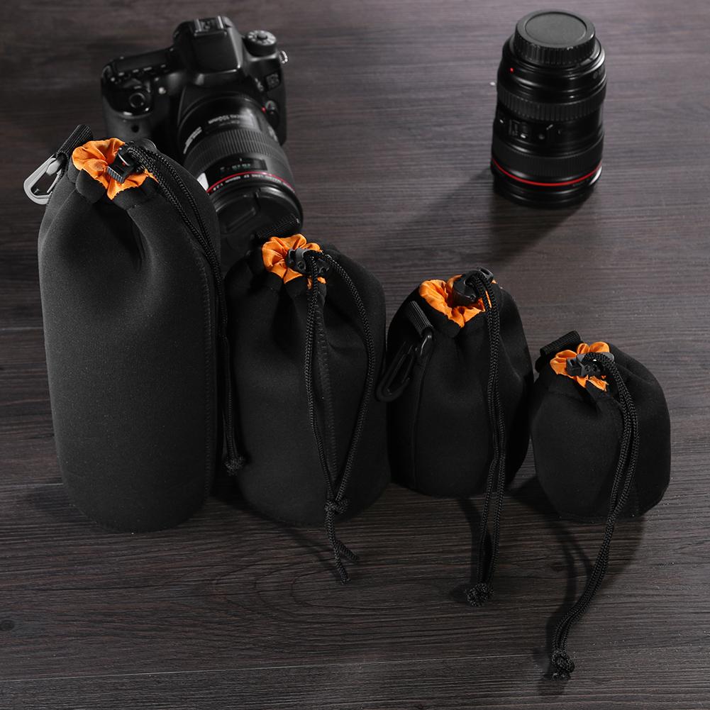 Waterproof Soft Neoprene Camera Lens Pouch Bag Drawstring Protector Case With a loop for camera lens SLR camera lenses